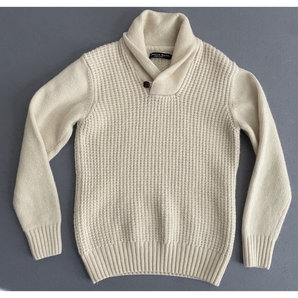 Daniele Blasi Sweaters - Daniele Blasi Women M Wool Sweater Cream Cable Chunky Knit Shawl Neck Italy Warm